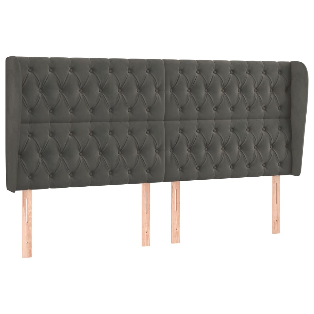 Tête de lit avec oreilles Gris foncé 183x23x118/128 cm Velours - XIOS