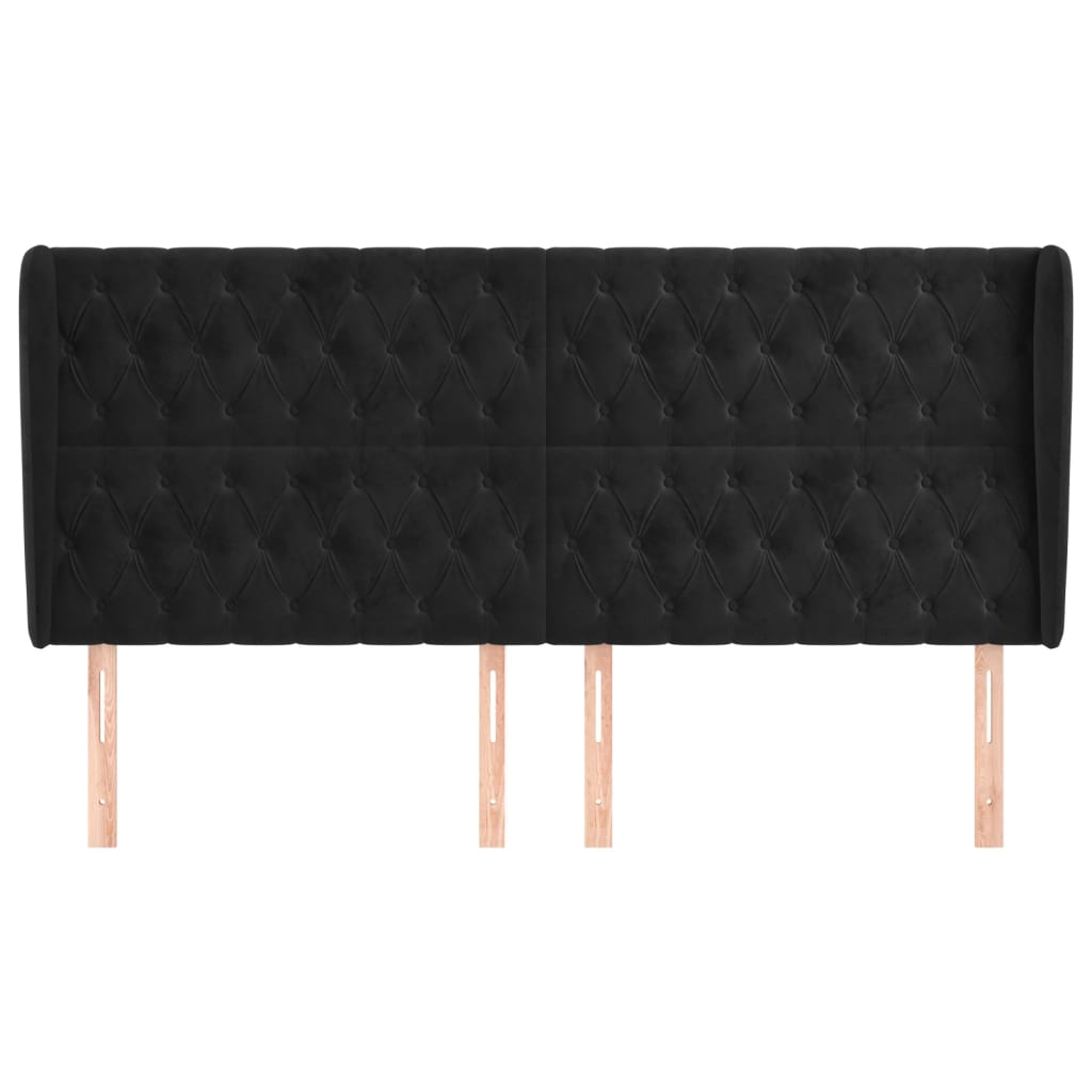Tête de lit avec oreilles Noir 183x23x118/128 cm Velours - XIOS