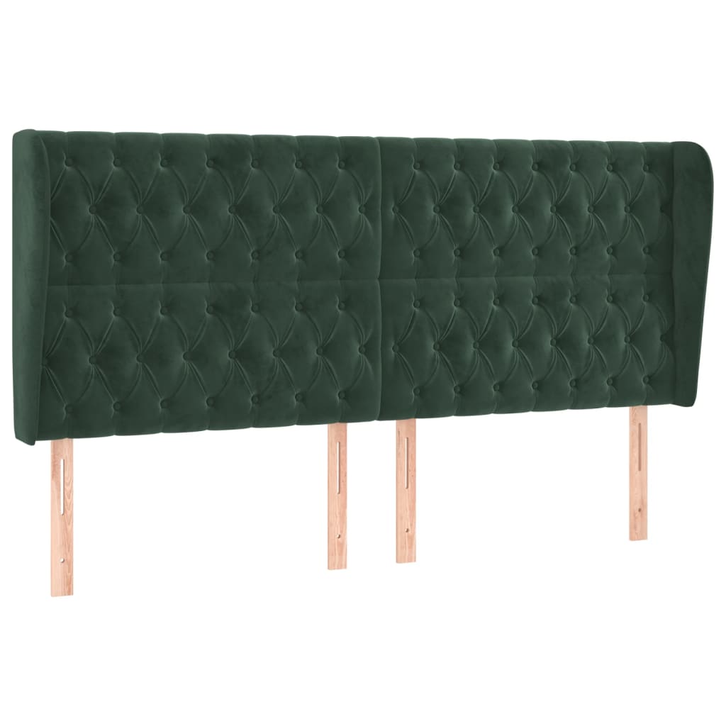 Tête de lit avec oreilles Vert foncé 183x23x118/128 cm Velours - XIOS