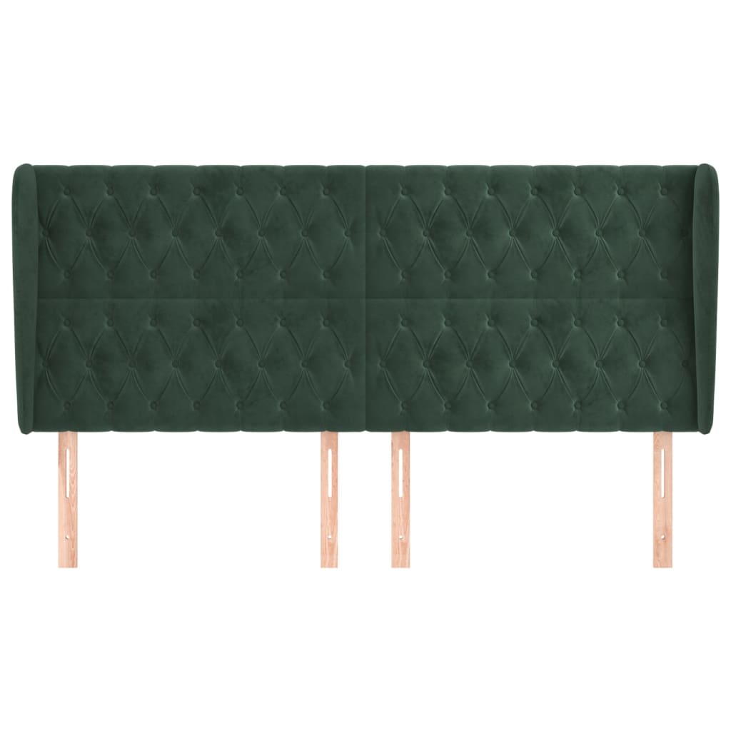 Tête de lit avec oreilles Vert foncé 183x23x118/128 cm Velours - XIOS