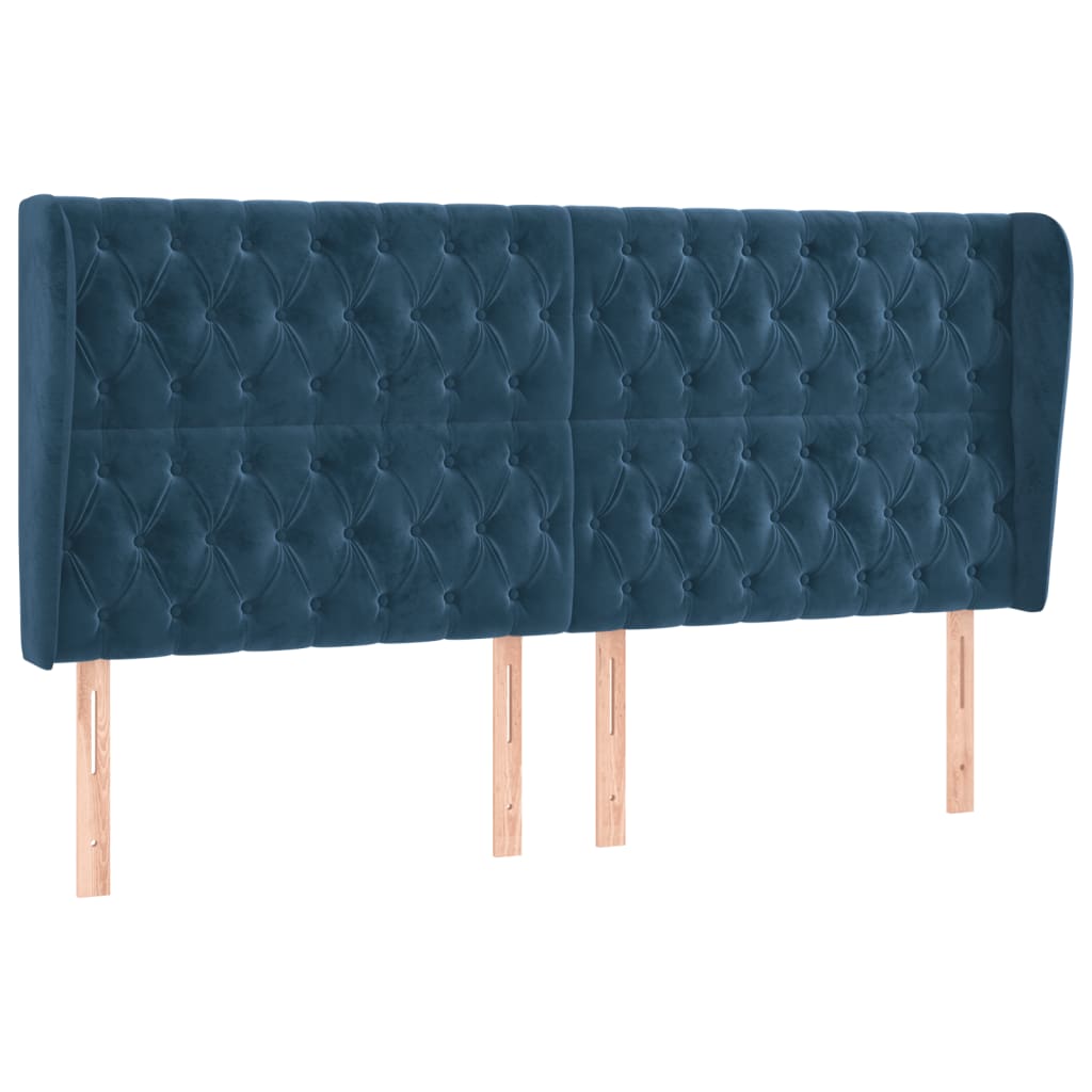 Tête de lit avec oreilles Bleu foncé 183x23x118/128 cm Velours - XIOS