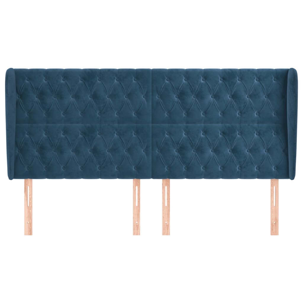 Tête de lit avec oreilles Bleu foncé 183x23x118/128 cm Velours - XIOS