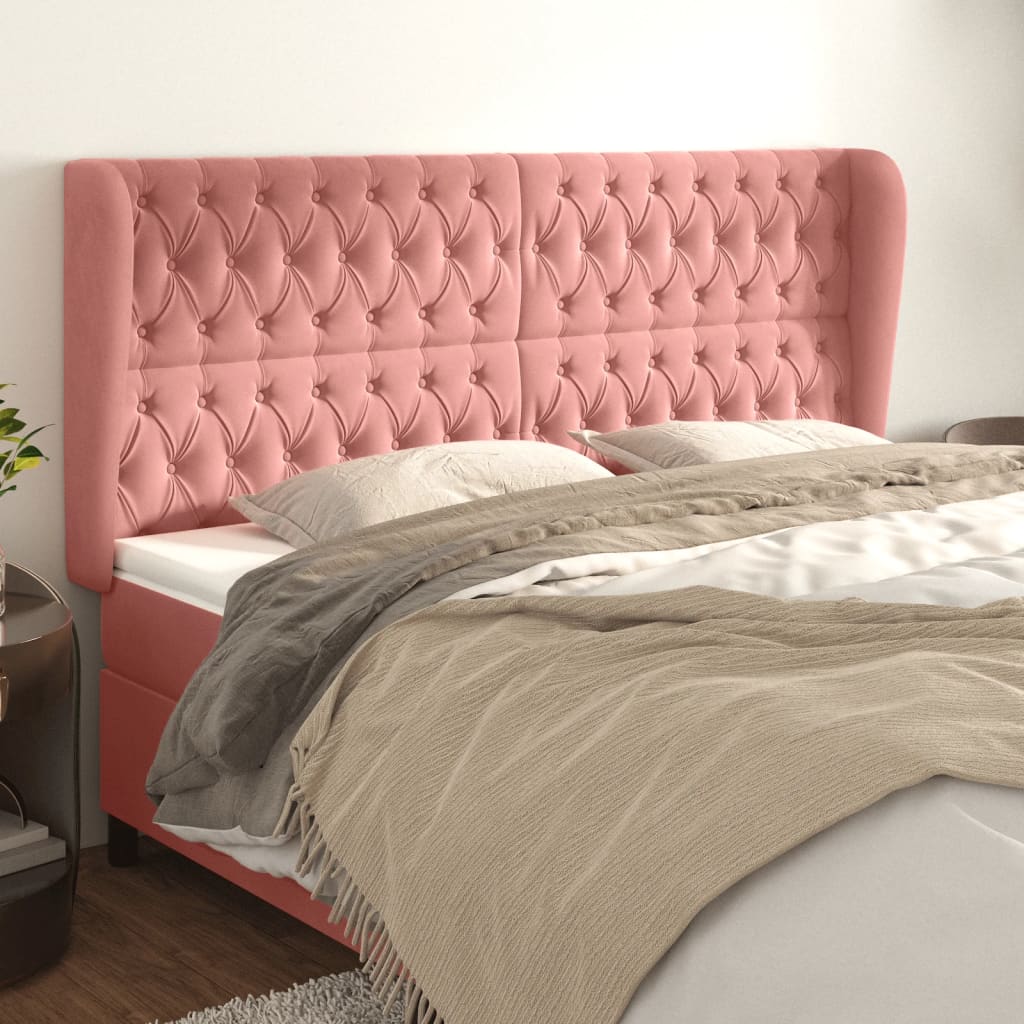Tête de lit avec oreilles Rose 183x23x118/128 cm Velours - XIOS