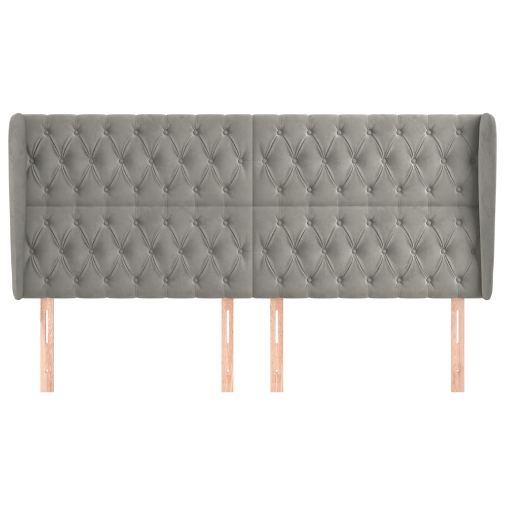 Tête de lit avec oreilles Gris clair 203x23x118/128 cm Velours - XIOS