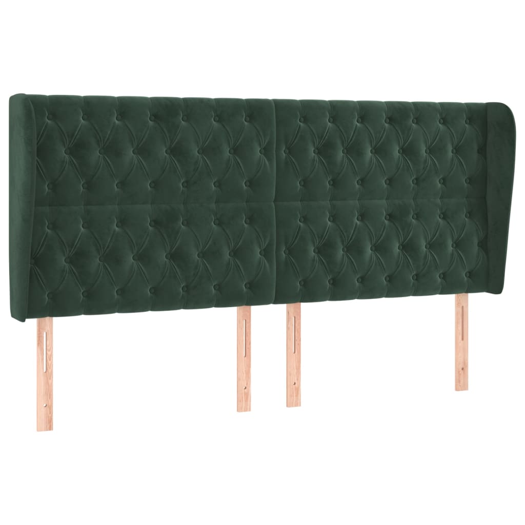 Tête de lit avec oreilles Vert foncé 203x23x118/128 cm Velours - XIOS