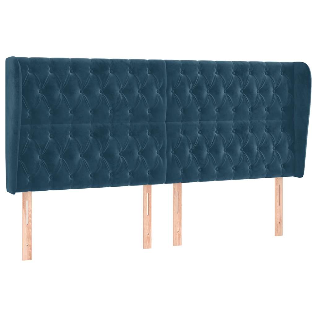 Tête de lit avec oreilles Bleu foncé 203x23x118/128 cm Velours - XIOS
