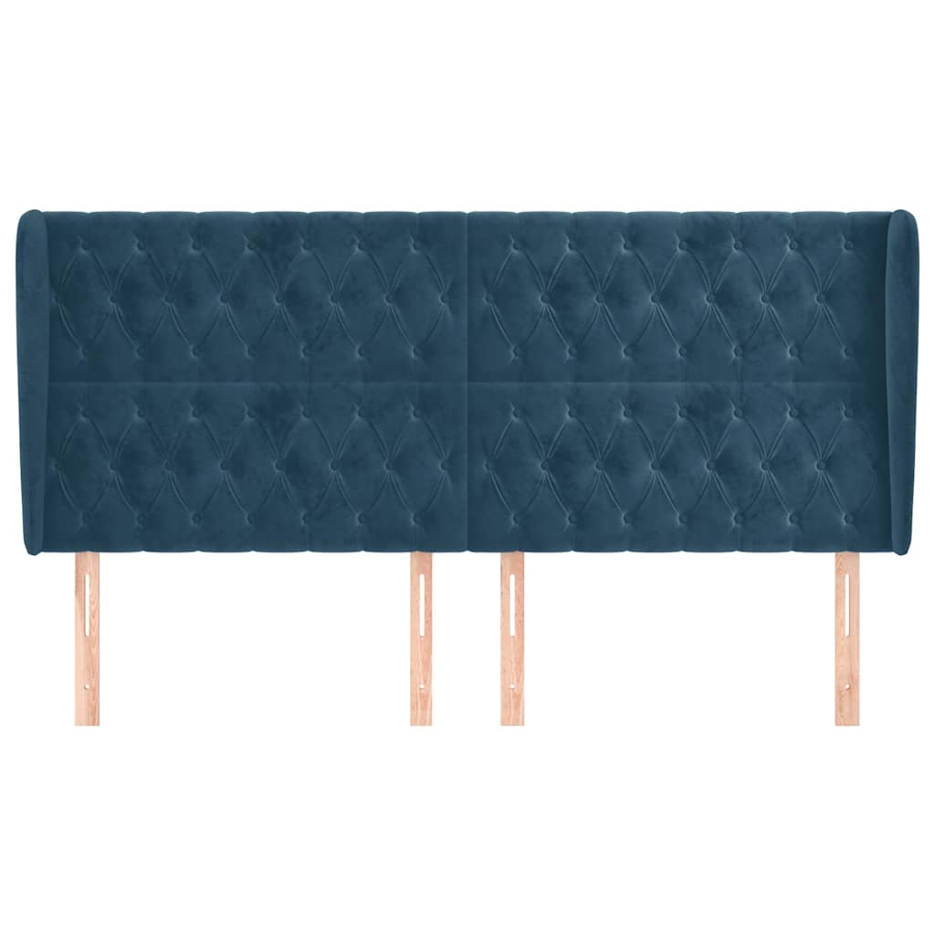 Tête de lit avec oreilles Bleu foncé 203x23x118/128 cm Velours - XIOS