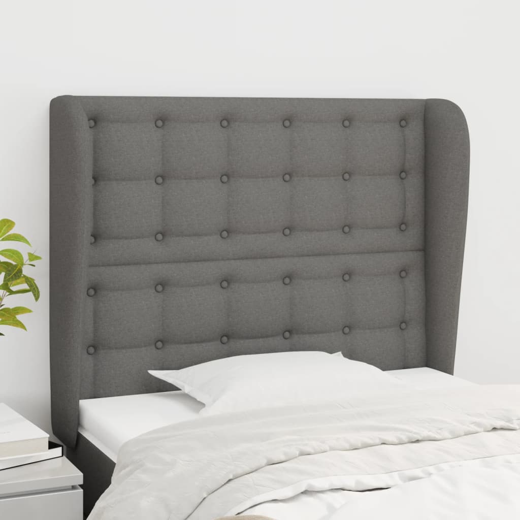 Tête de lit avec oreilles Gris foncé 83x23x118/128 cm Tissu - XIOS