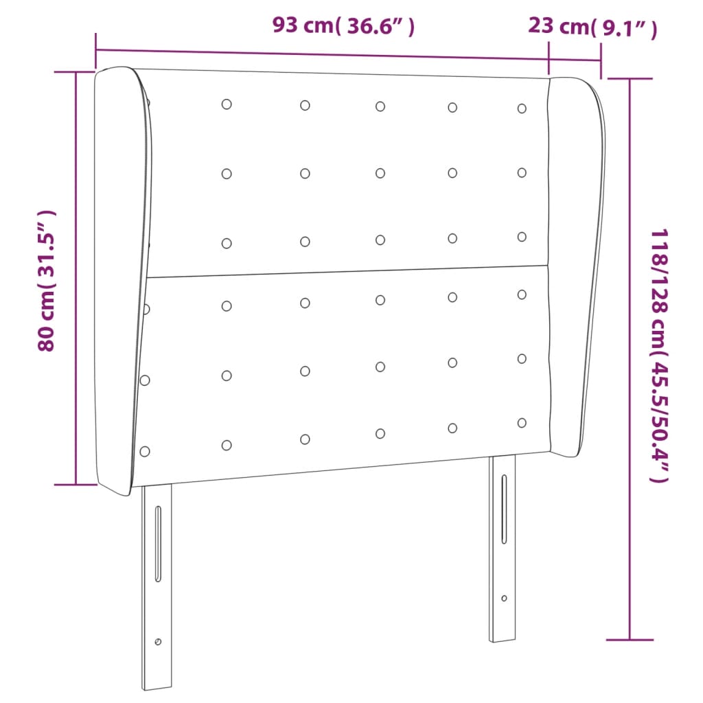 Tête de lit avec oreilles Noir 93x23x118/128 cm Tissu - XIOS