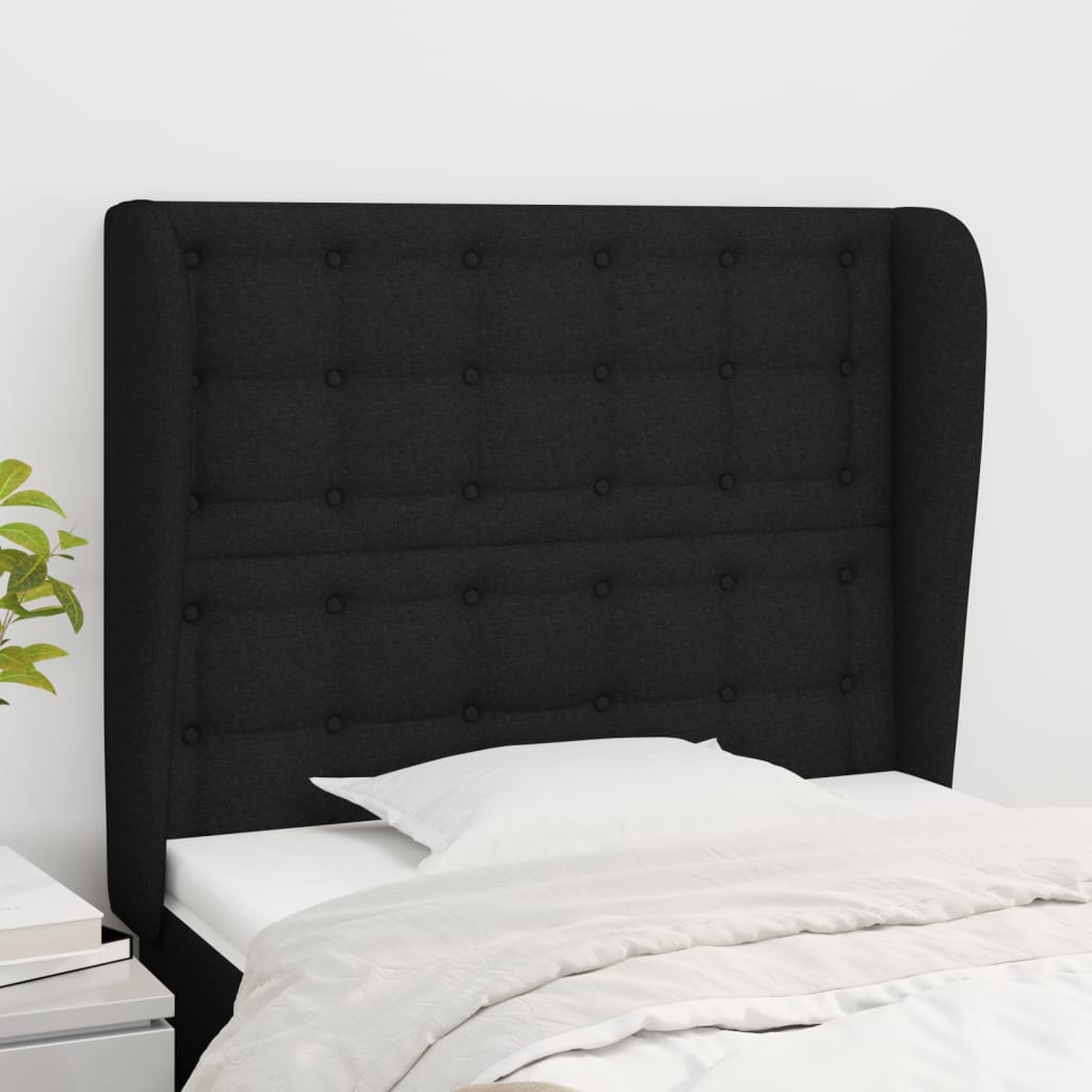 Tête de lit avec oreilles Noir 93x23x118/128 cm Tissu - XIOS