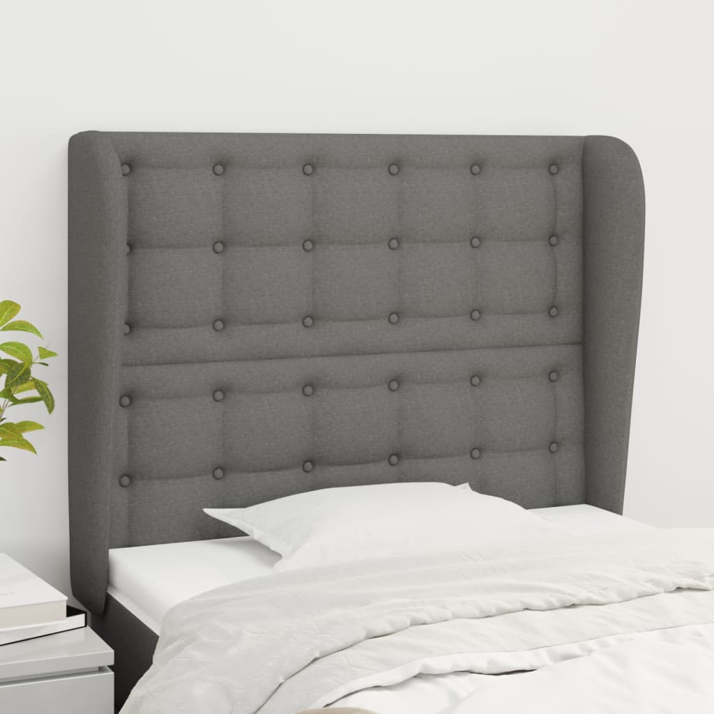 Tête de lit avec oreilles Gris foncé 103x23x118/128 cm Tissu - XIOS