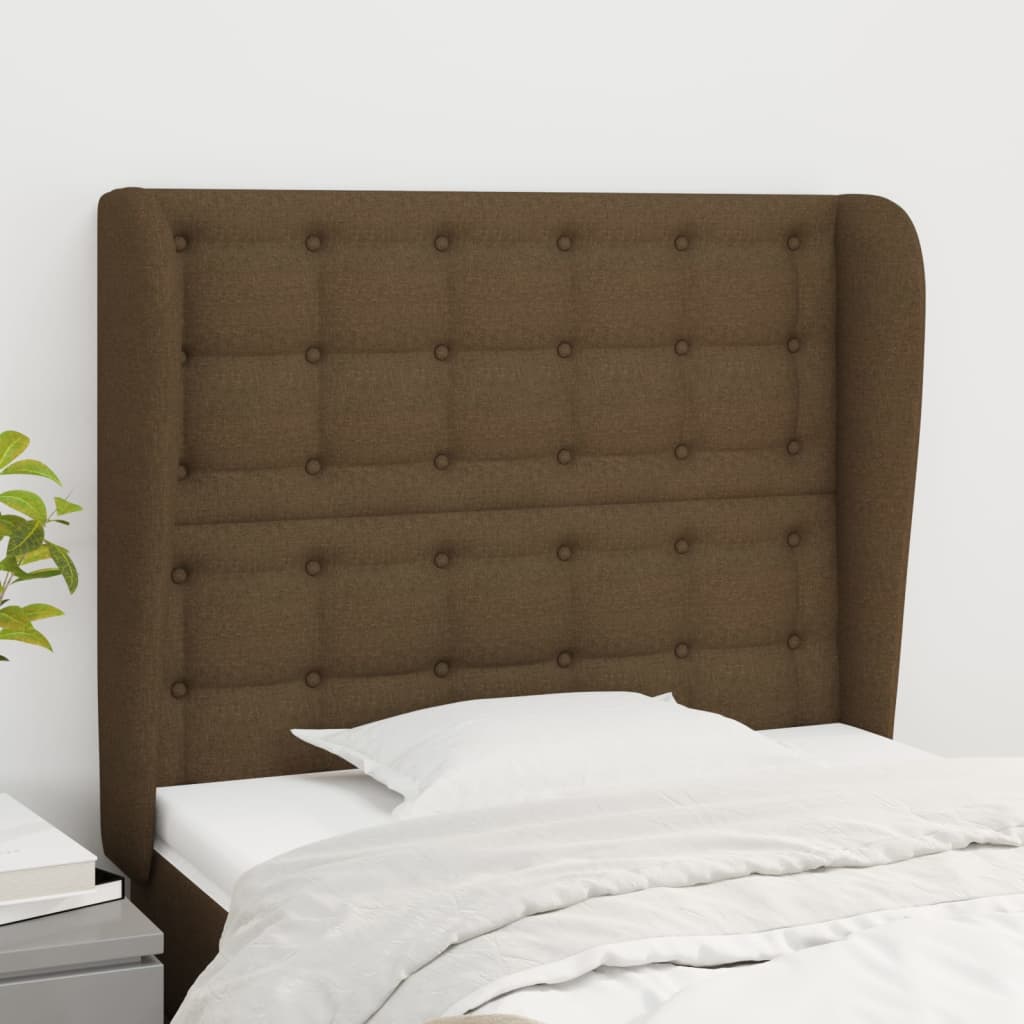 Tête de lit avec oreilles Marron foncé 103x23x118/128 cm Tissu - XIOS