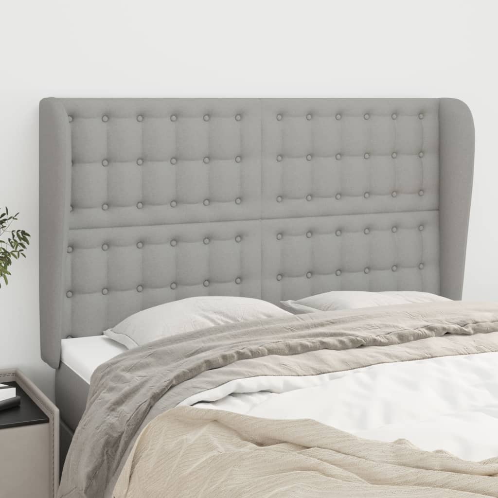Tête de lit avec oreilles Gris clair 147x23x118/128 cm Tissu - XIOS