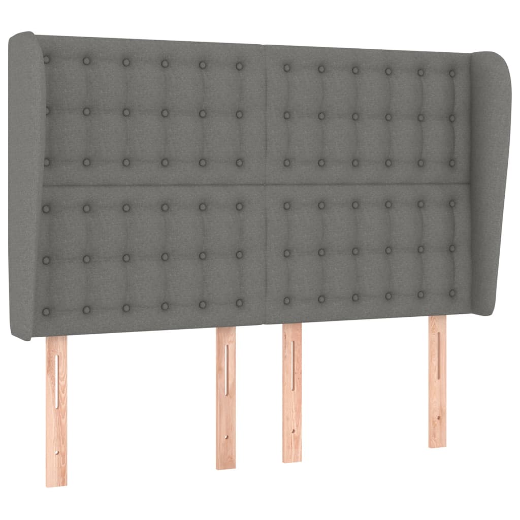 Tête de lit avec oreilles Gris foncé 147x23x118/128 cm Tissu - XIOS