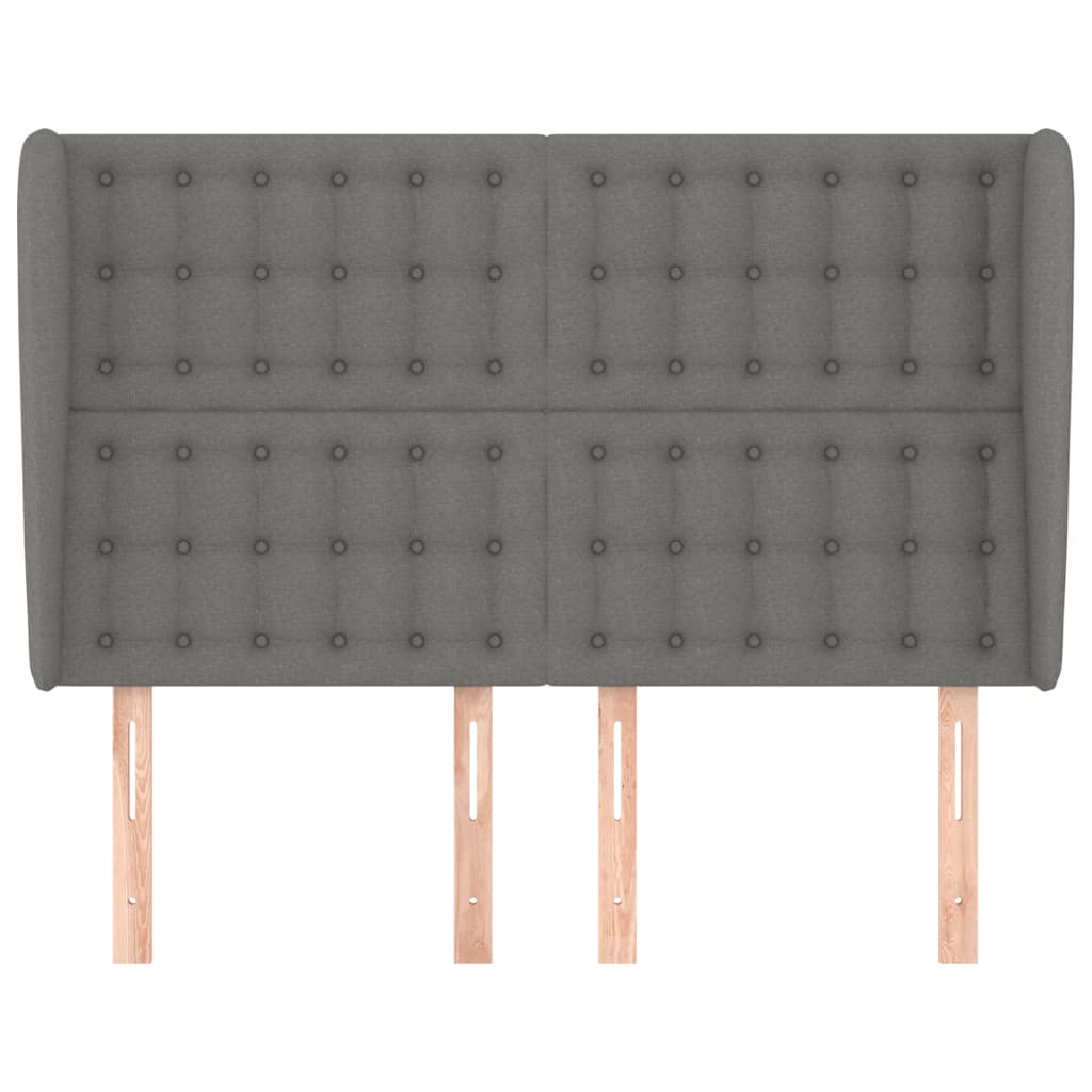 Tête de lit avec oreilles Gris foncé 147x23x118/128 cm Tissu - XIOS