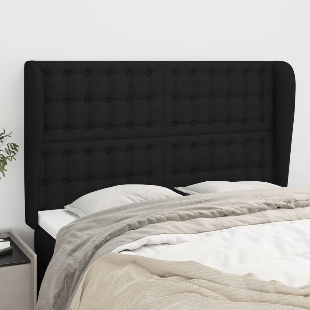 Tête de lit avec oreilles Noir 147x23x118/128 cm Tissu - XIOS