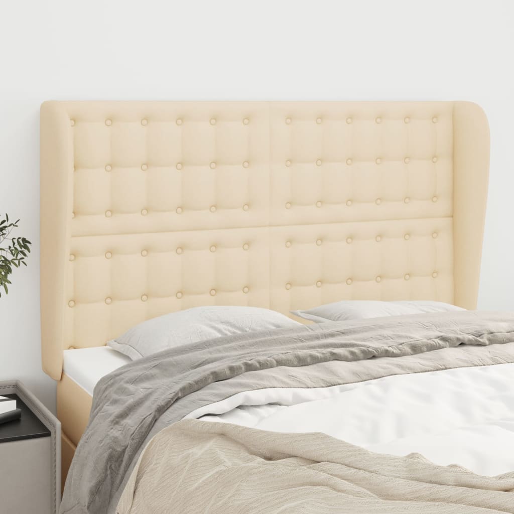 Tête de lit avec oreilles Crème 147x23x118/128 cm Tissu - XIOS
