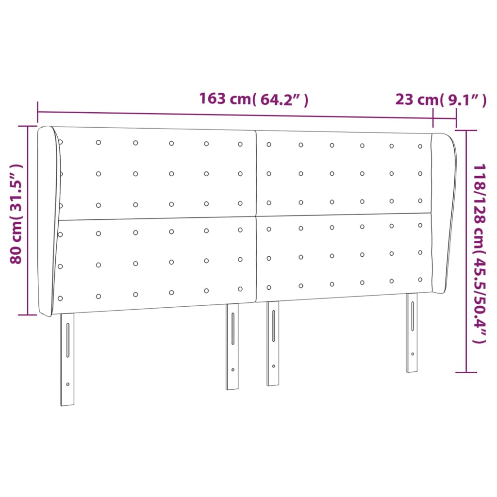 Tête de lit avec oreilles Gris clair 163x23x118/128 cm Tissu - XIOS