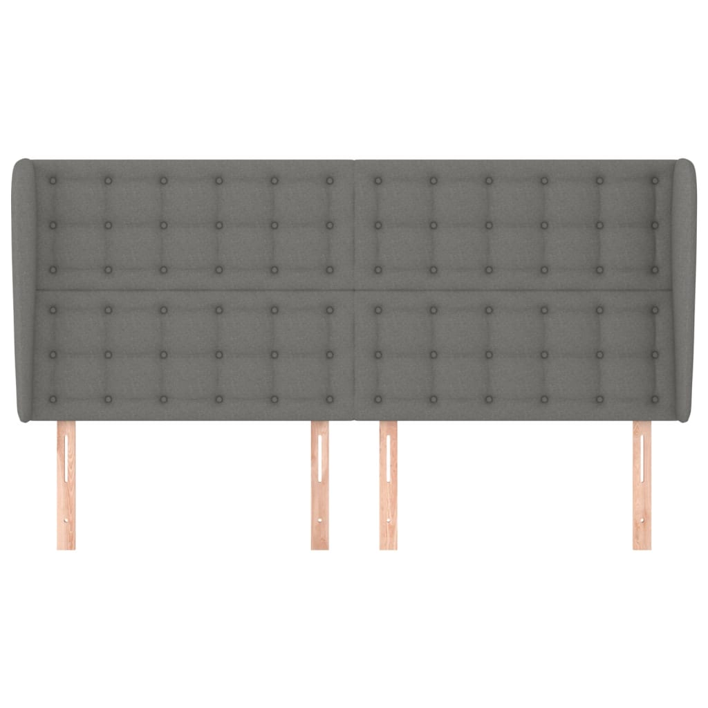 Tête de lit avec oreilles Gris foncé 163x23x118/128 cm Tissu - XIOS
