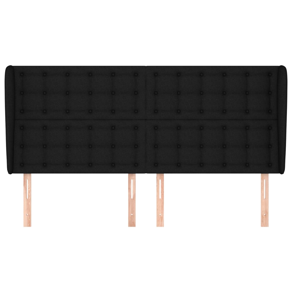 Tête de lit avec oreilles Noir 163x23x118/128 cm Tissu - XIOS