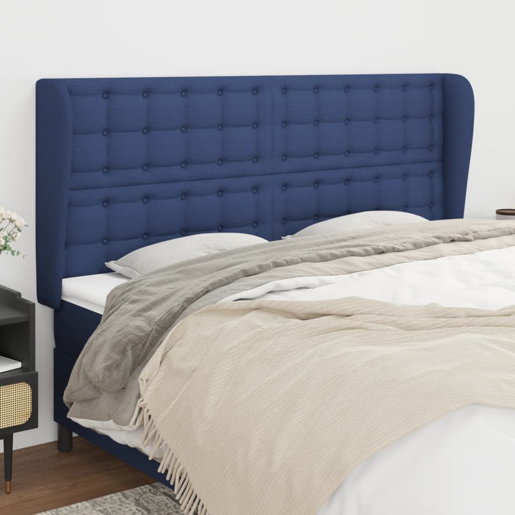Tête de lit avec oreilles Bleu 163x23x118/128 cm Tissu - XIOS