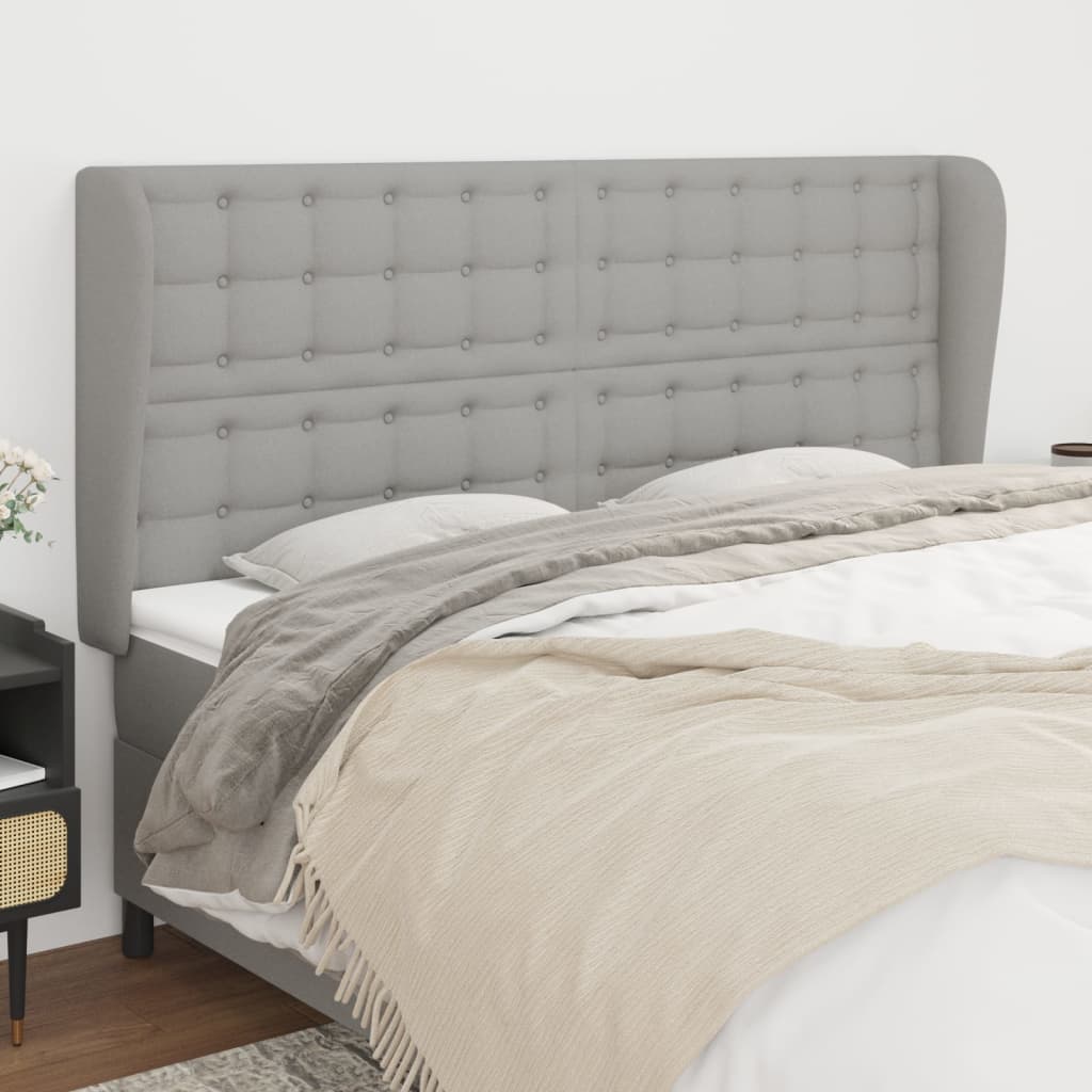 Tête de lit avec oreilles Gris clair 183x23x118/128 cm Tissu - XIOS