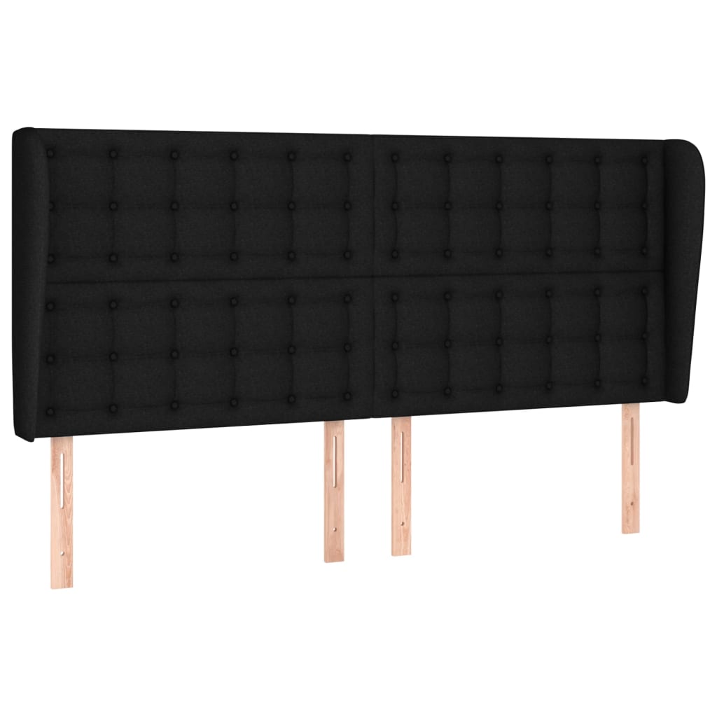 Tête de lit avec oreilles Noir 183x23x118/128 cm Tissu - XIOS