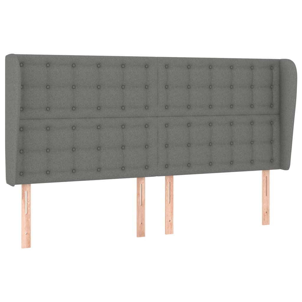 Tête de lit avec oreilles Gris foncé 203x23x118/128 cm Tissu - XIOS