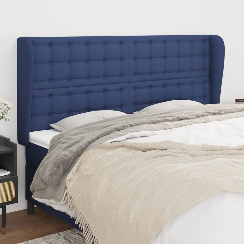 Tête de lit avec oreilles Bleu 203x23x118/128 cm Tissu - XIOS