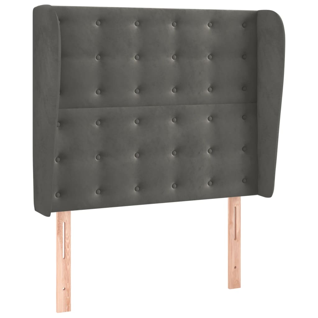 Tête de lit avec oreilles Gris foncé 83x23x118/128 cm Velours - XIOS
