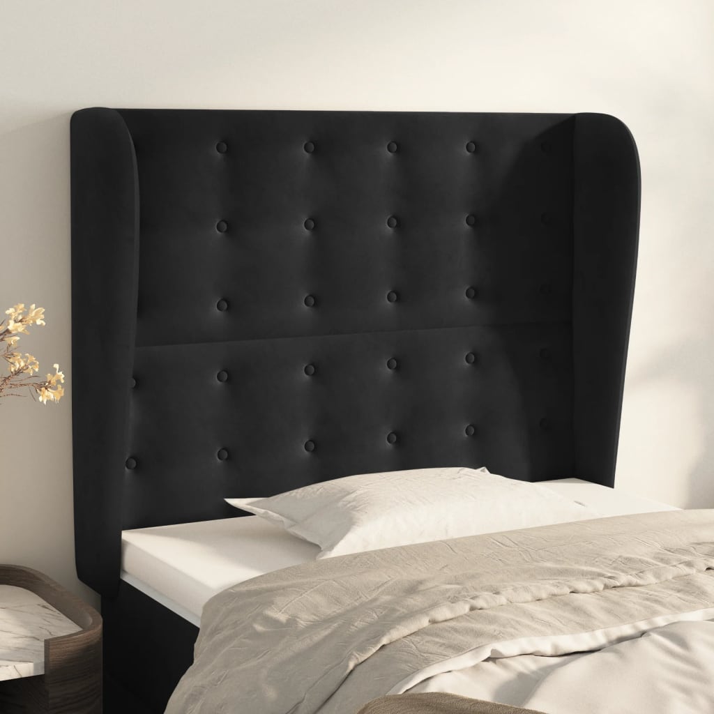 Tête de lit avec oreilles Noir 103x23x118/128 cm Velours - XIOS