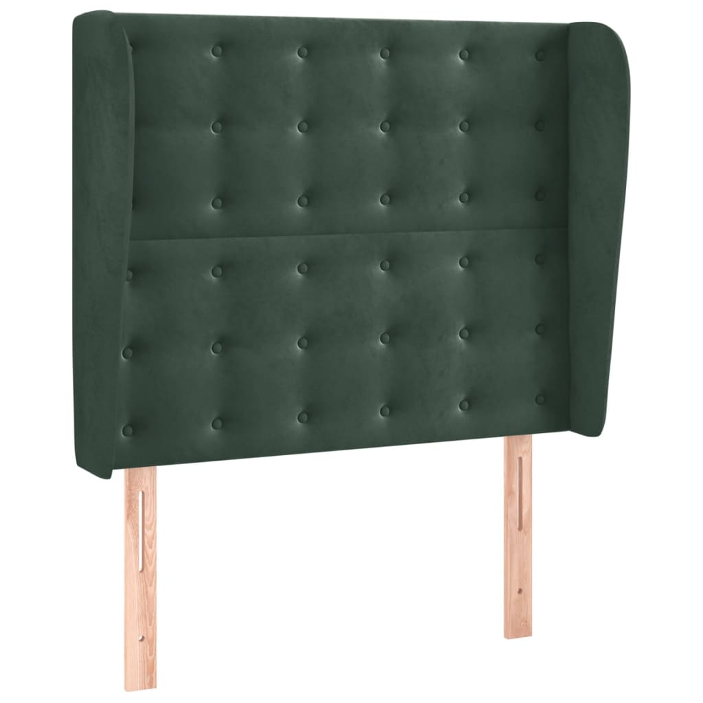 Tête de lit avec oreilles Vert foncé 103x23x118/128 cm Velours - XIOS