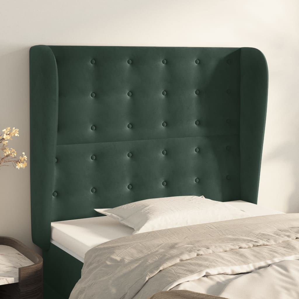 Tête de lit avec oreilles Vert foncé 103x23x118/128 cm Velours - XIOS