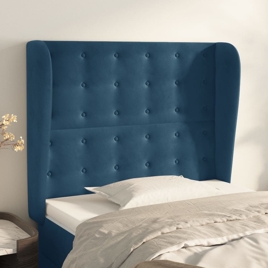Tête de lit avec oreilles Bleu foncé 103x23x118/128 cm Velours - XIOS