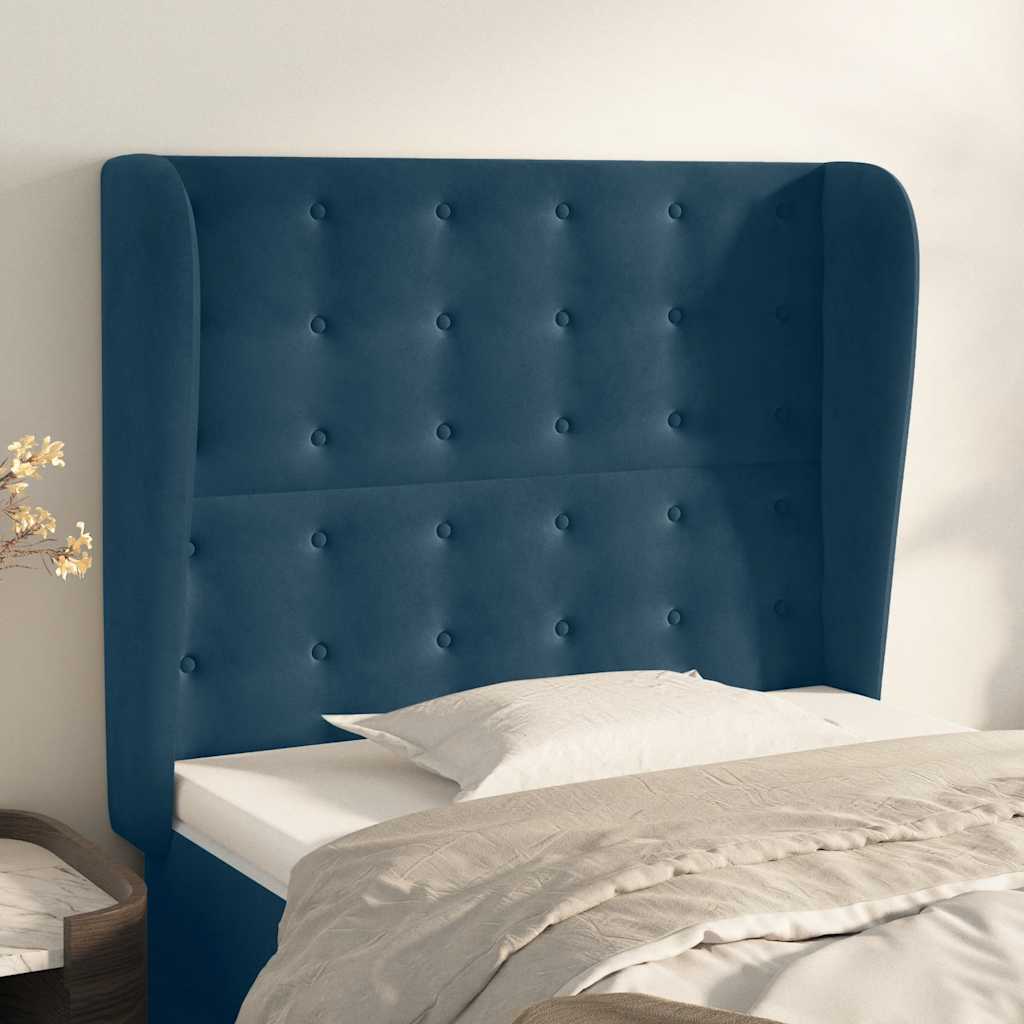 Tête de lit avec oreilles Bleu foncé 103x23x118/128 cm Velours - XIOS