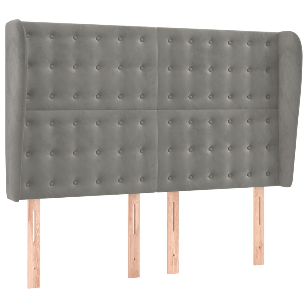 Tête de lit avec oreilles Gris clair 147x23x118/128 cm Velours - XIOS