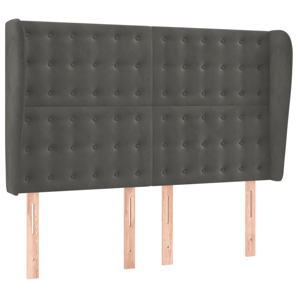Tête de lit avec oreilles Gris foncé 147x23x118/128 cm Velours - XIOS