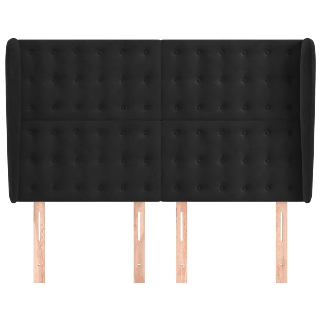 Tête de lit avec oreilles Noir 147x23x118/128 cm Velours - XIOS