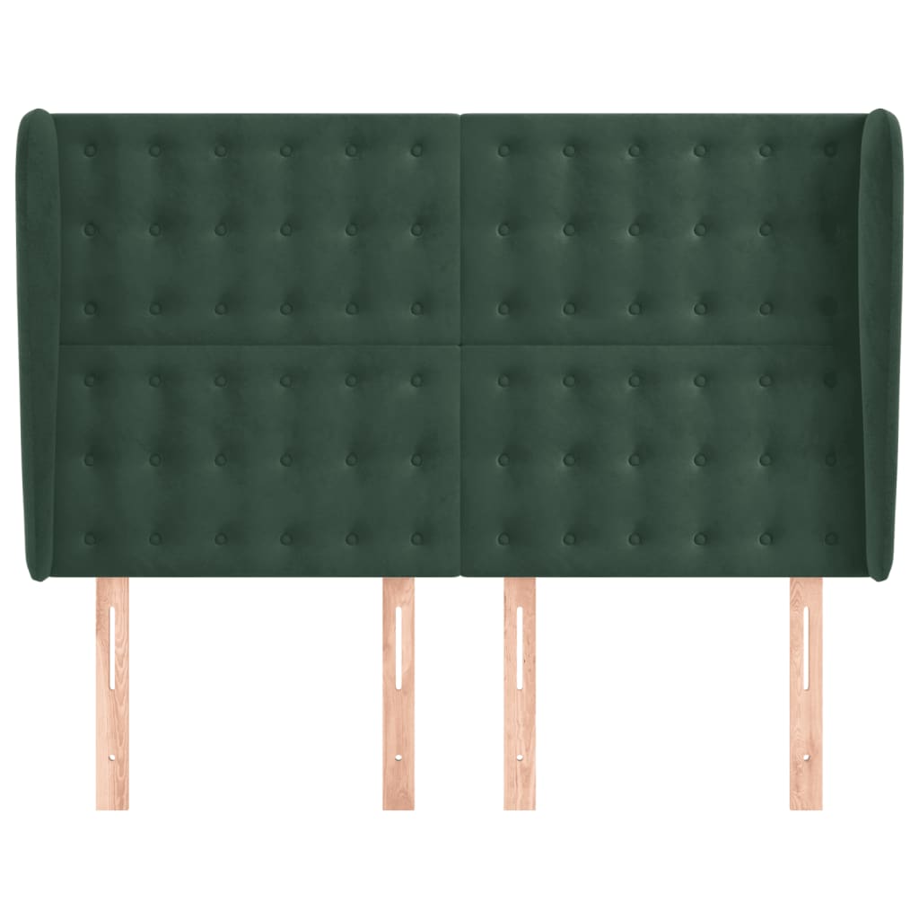 Tête de lit avec oreilles Vert foncé 147x23x118/128 cm Velours - XIOS