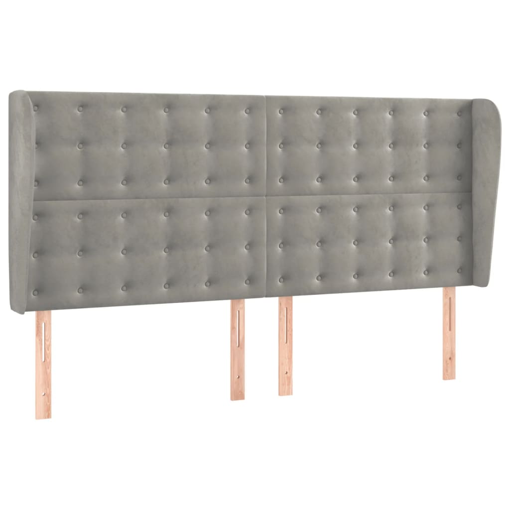 Tête de lit avec oreilles Gris clair 163x23x118/128 cm Velours - XIOS