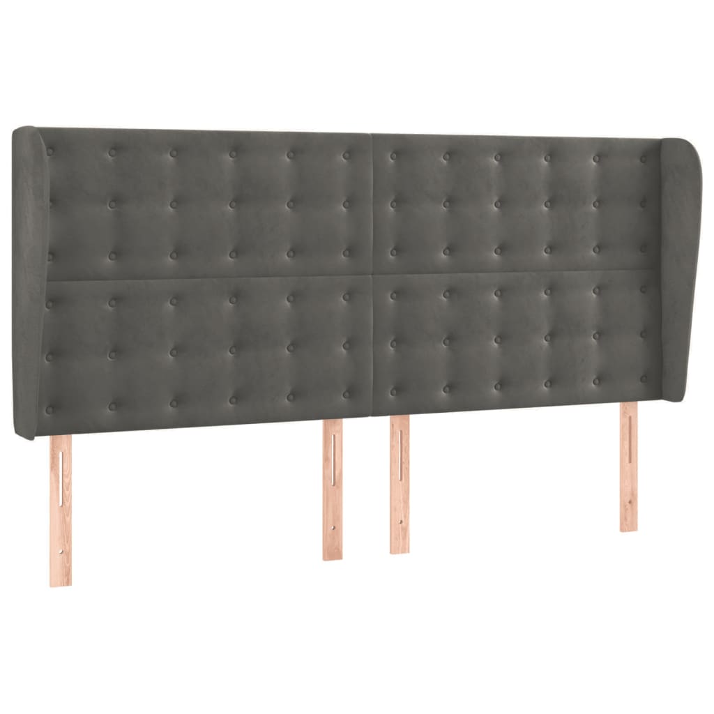 Tête de lit avec oreilles Gris foncé 163x23x118/128 cm Velours - XIOS