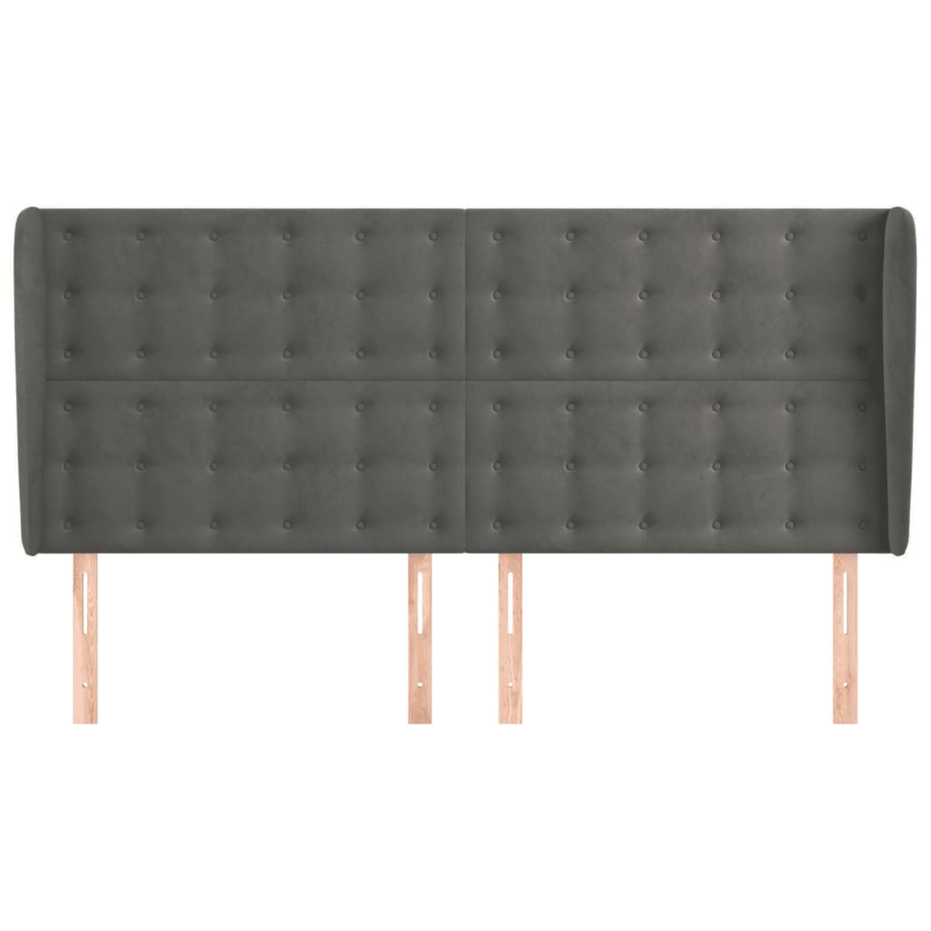 Tête de lit avec oreilles Gris foncé 163x23x118/128 cm Velours - XIOS