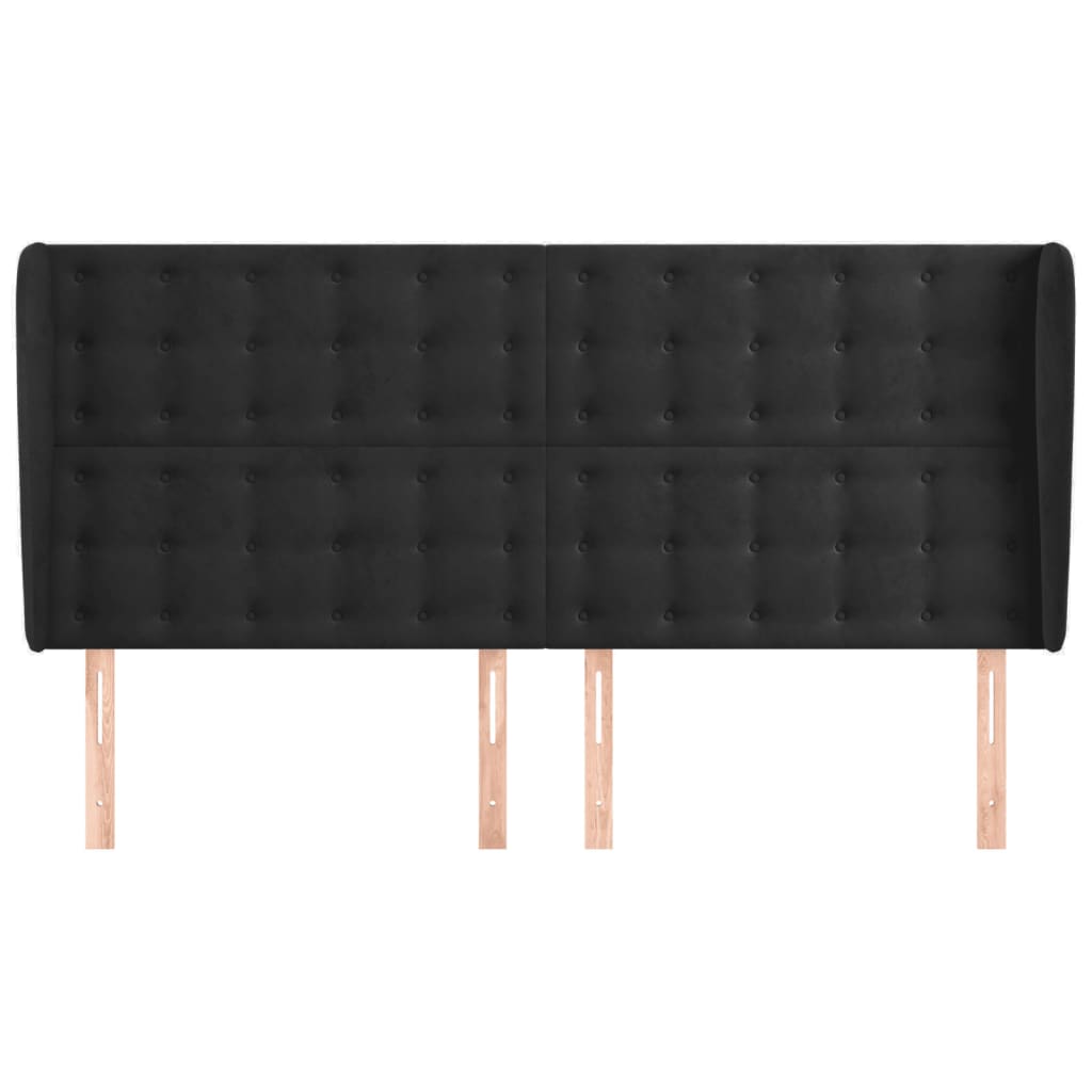 Tête de lit avec oreilles Noir 163x23x118/128 cm Velours - XIOS