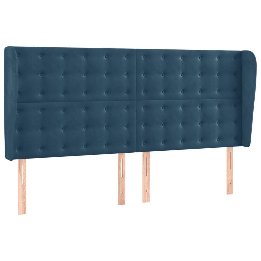 Tête de lit avec oreilles Bleu foncé 163x23x118/128 cm Velours - XIOS