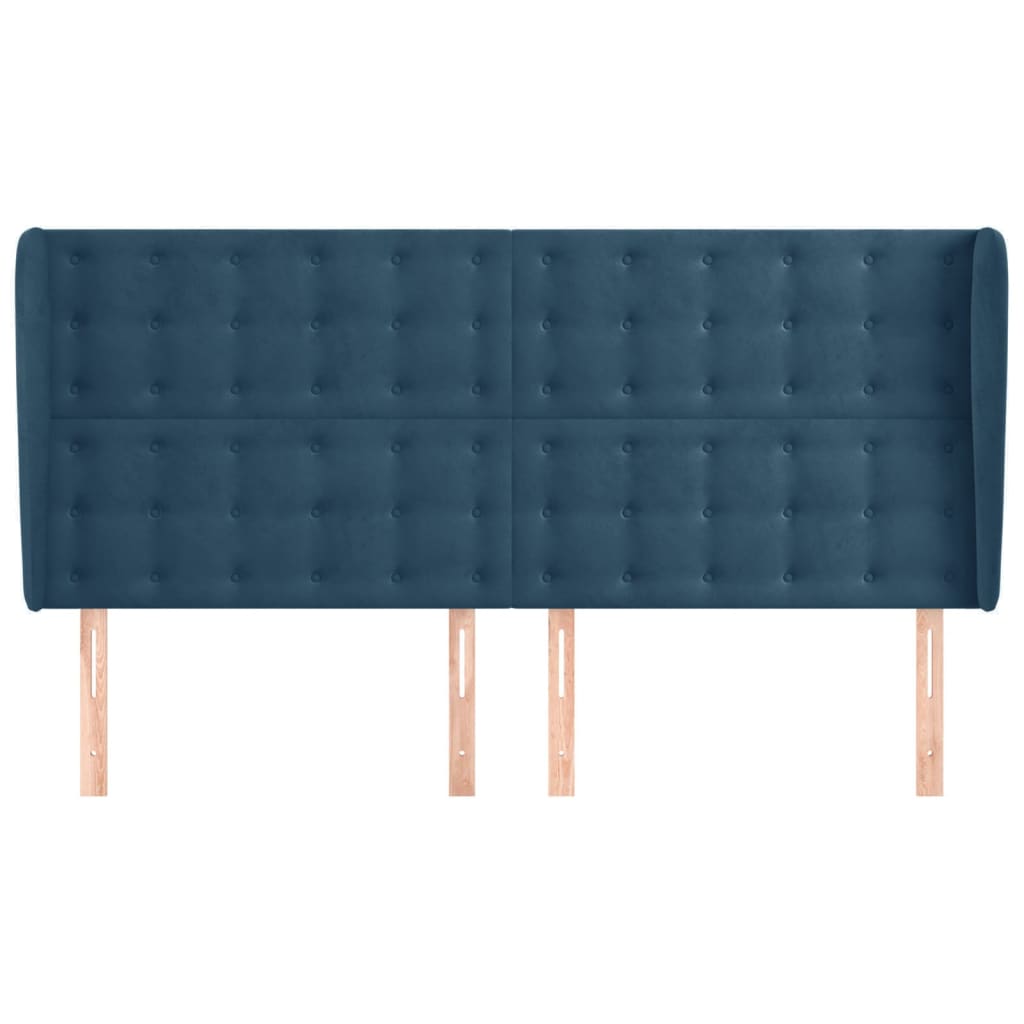 Tête de lit avec oreilles Bleu foncé 163x23x118/128 cm Velours - XIOS
