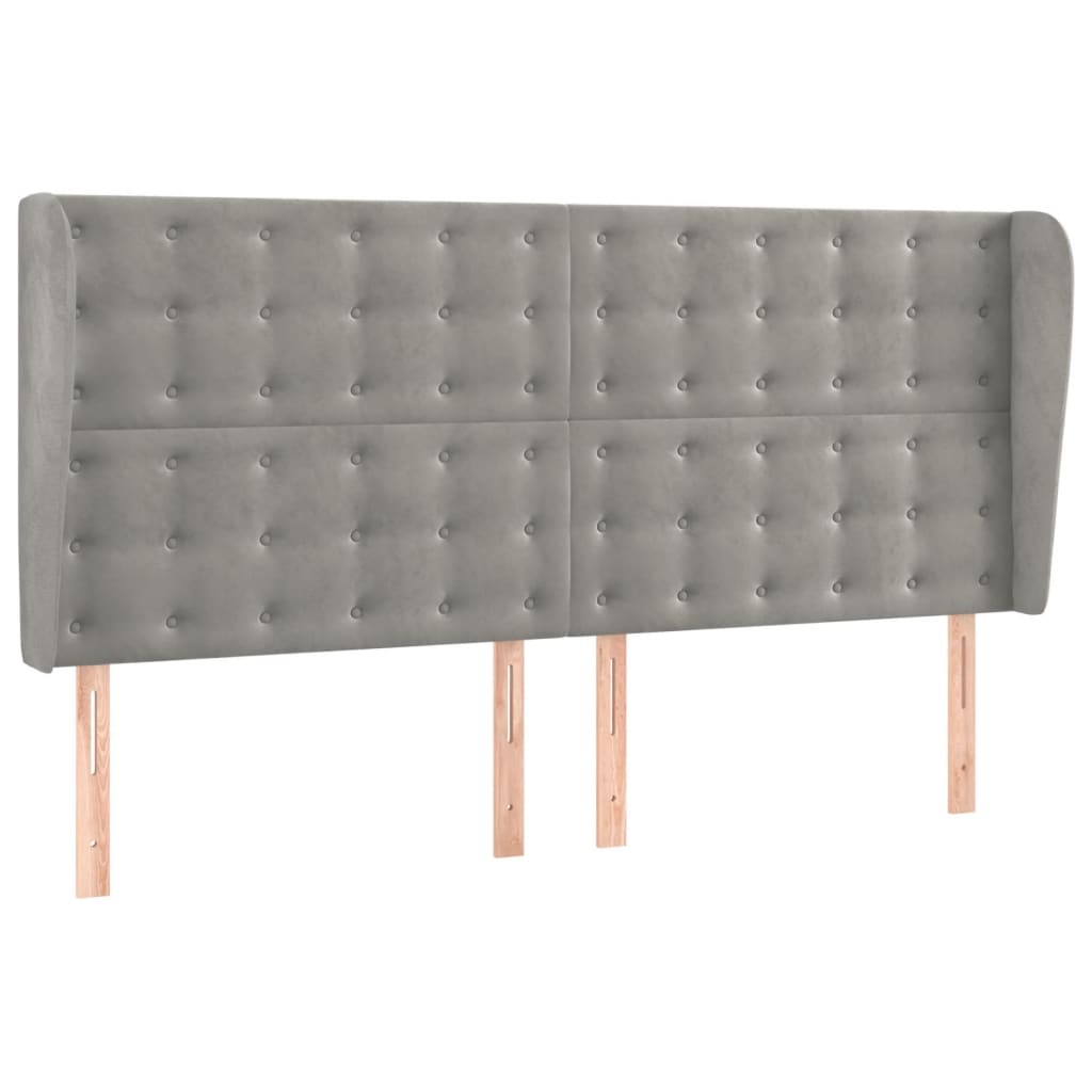 Tête de lit avec oreilles Gris clair 183x23x118/128 cm Velours - XIOS