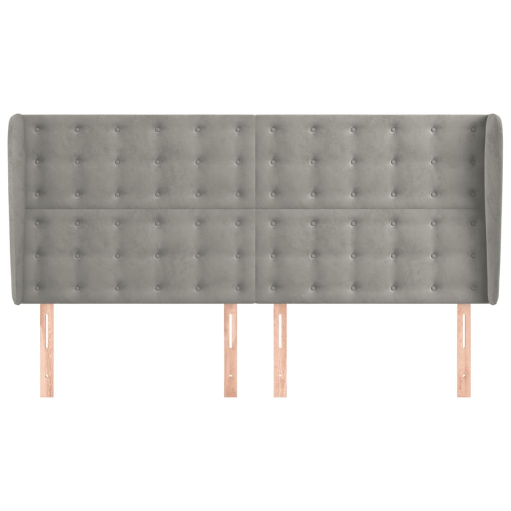 Tête de lit avec oreilles Gris clair 183x23x118/128 cm Velours - XIOS