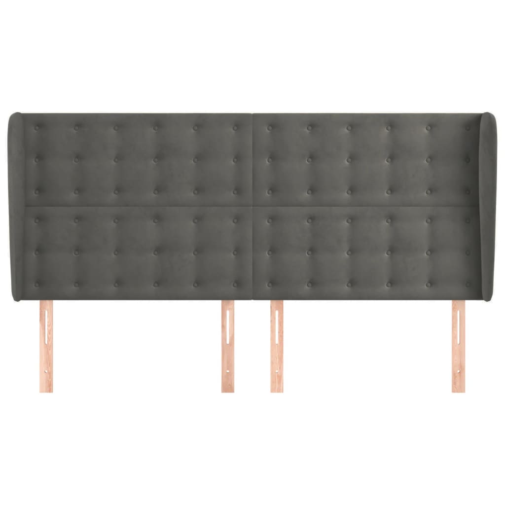 Tête de lit avec oreilles Gris foncé 183x23x118/128 cm Velours - XIOS