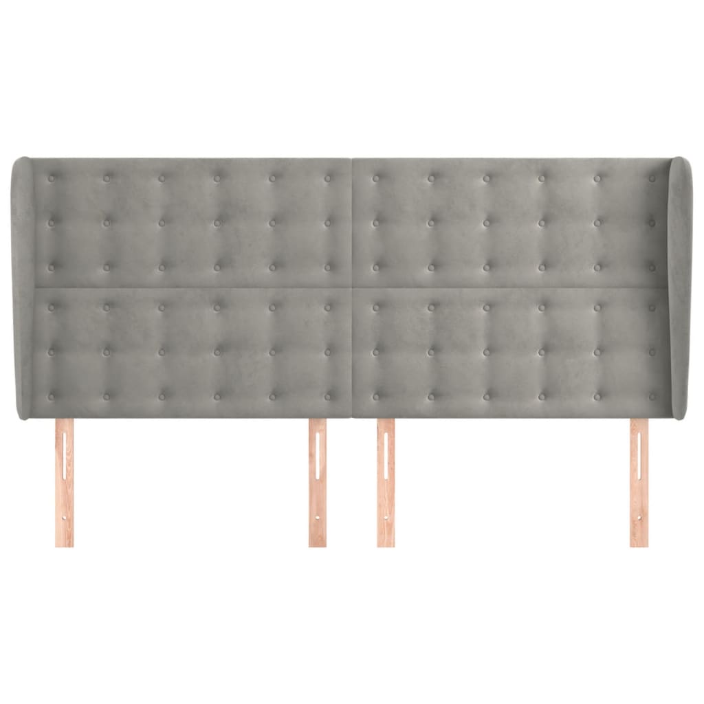 Tête de lit avec oreilles Gris clair 203x23x118/128 cm Velours - XIOS