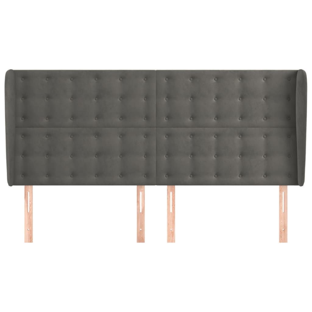 Tête de lit avec oreilles Gris foncé 203x23x118/128 cm Velours - XIOS